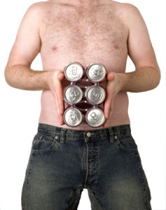 Six pack abs guy - beers covering his one pack abs