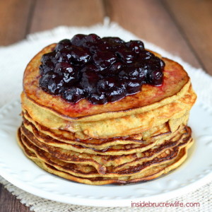 Healthy Banana Oatmeal Pancakes with Blueberries